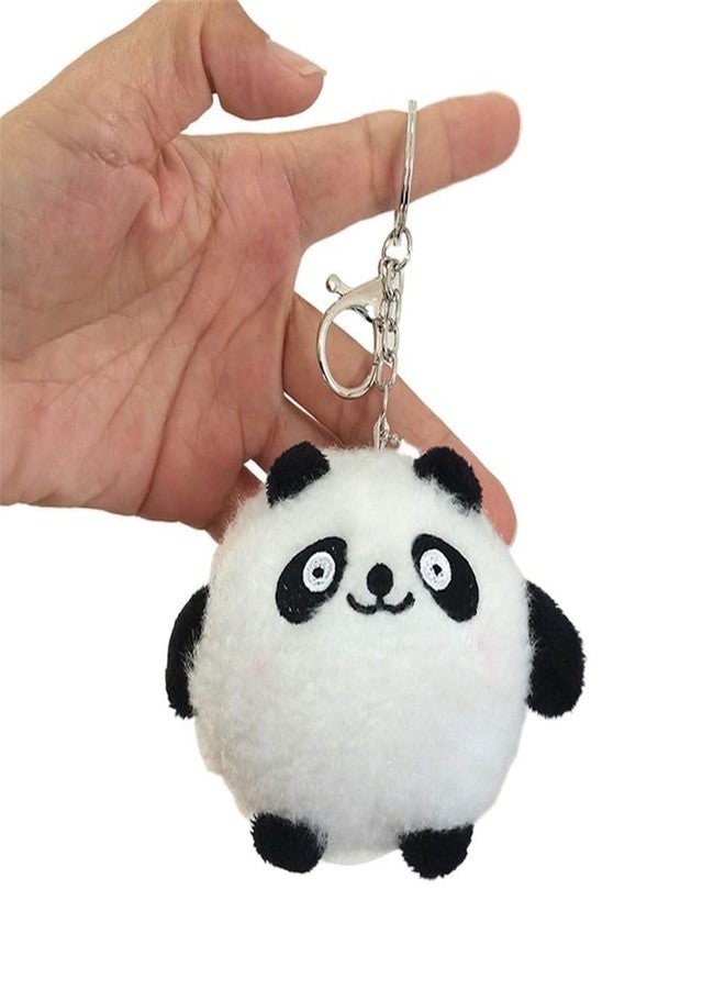Lezoir Small Cute Toy Charm Keyring Panda | Plush Toy Plush Keychain For Bags, Black 8Cm - Image 1